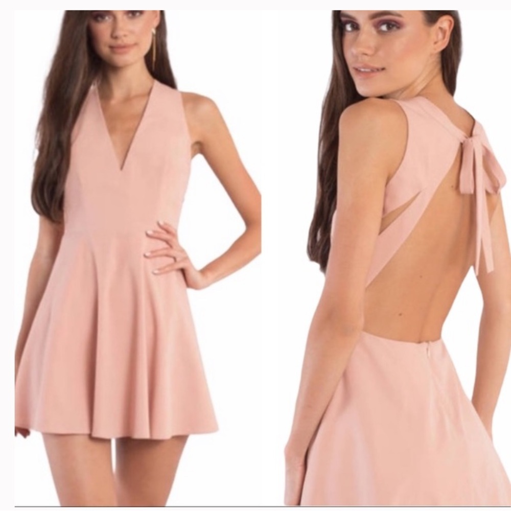 NWT Tobi Andie Blush Pink Pastel Peach Mini Skater Open Cutout Back Dress Large